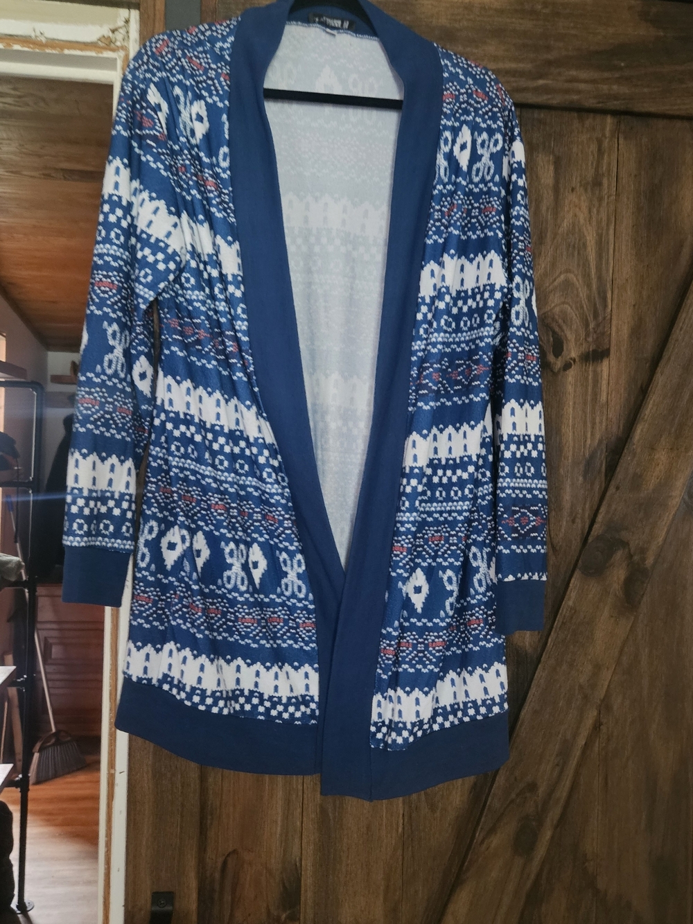 Blue Fair Isle Open-Front Women's Cardigan